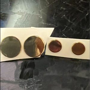 Vintage Gold-Tone Button Earrings